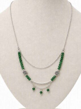 Natural Green Strawberry Quartz Multi Hanging Chains Necklace